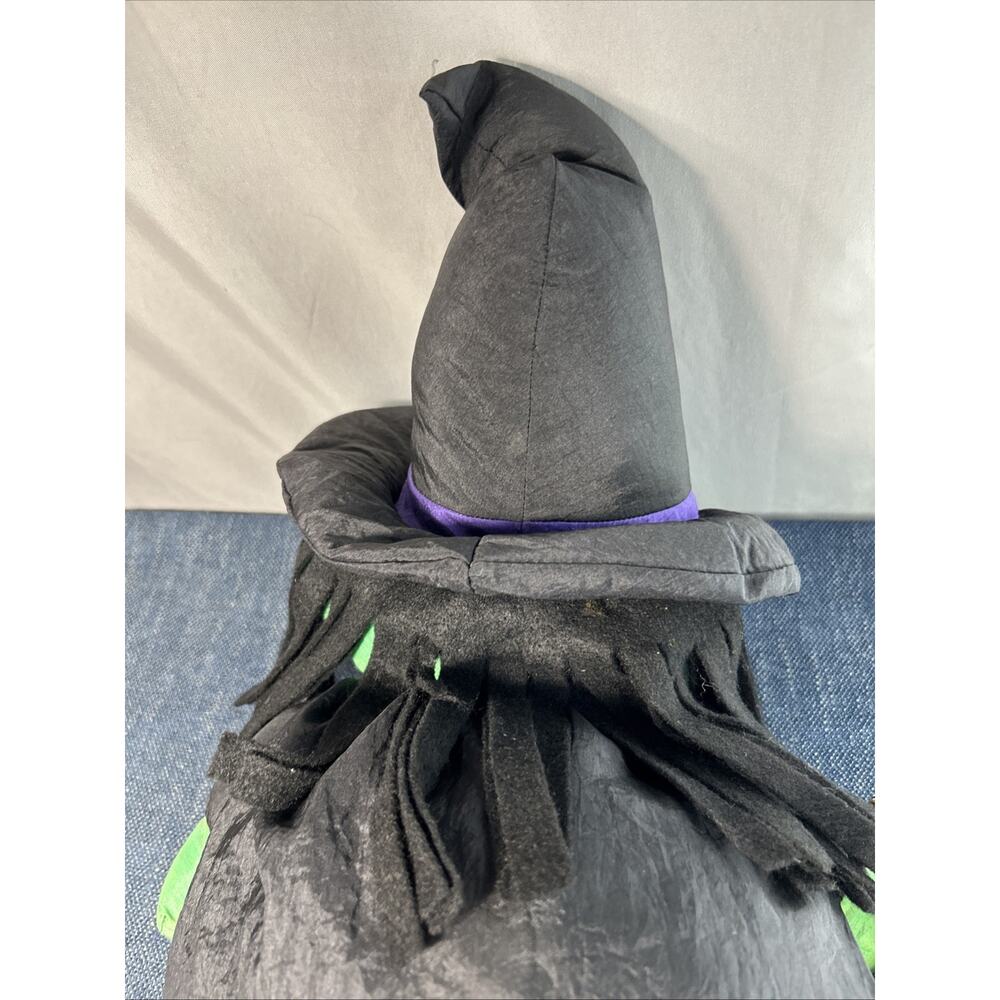 Vintage Parachute Nylon Witch Stuffed Plush Halloween Decor 20" 1993 w Broom - Picture 10 of 13